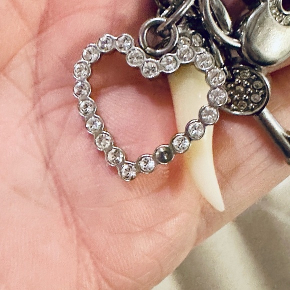 Dolce & Gabbana authentic silver tone chain charm bracelet crystal Heart Logo - Picture 6 of 9